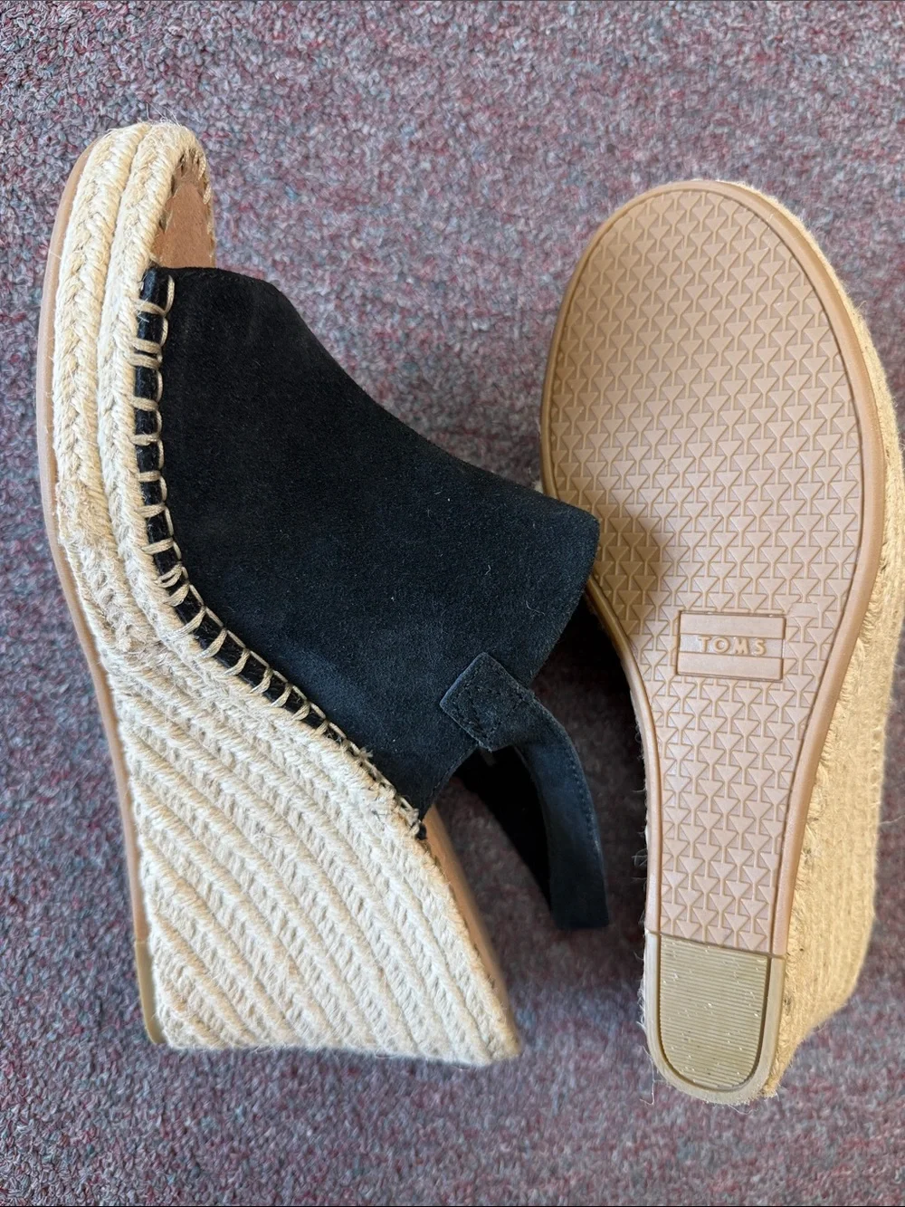 Toms Black Suede Espadrille Slingback Sandals